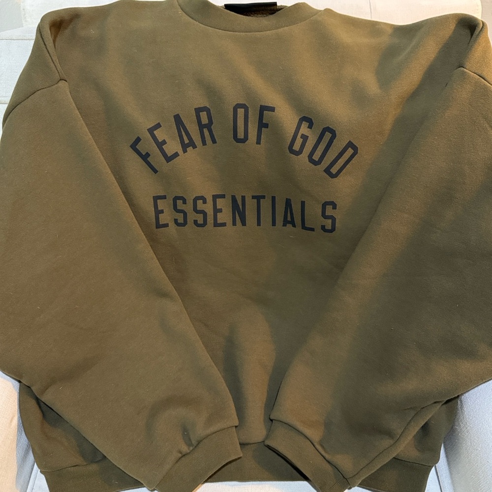 Fear of God Essentials Olive Crewneck Sweater